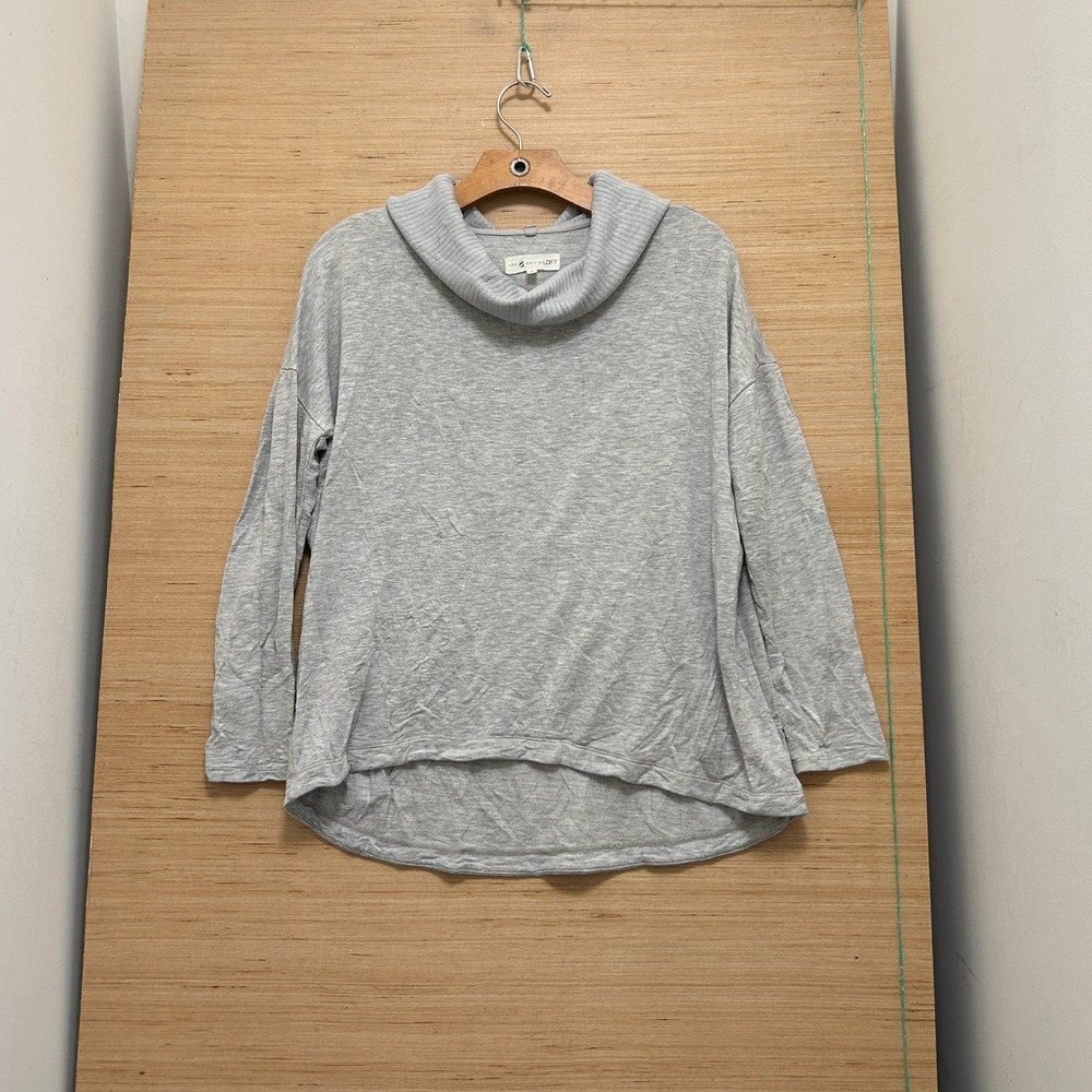 Lou & Grey for LOFT Womens Small Gray Cowl Neck Long Sleeve High Low Top